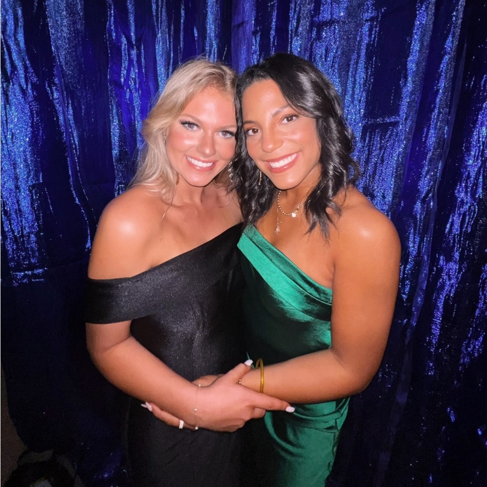 Green strapless formal dress!